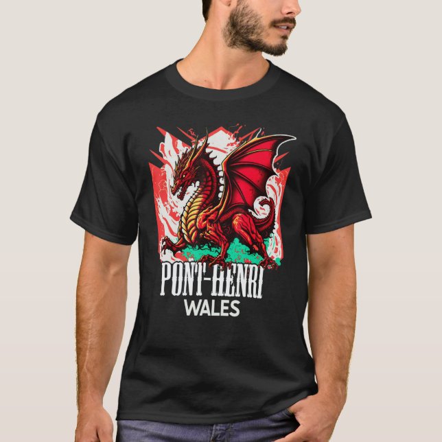Pont henri Wales Welsh Flag Y Ddraig Goch Dragon T Shirt (Framsida)