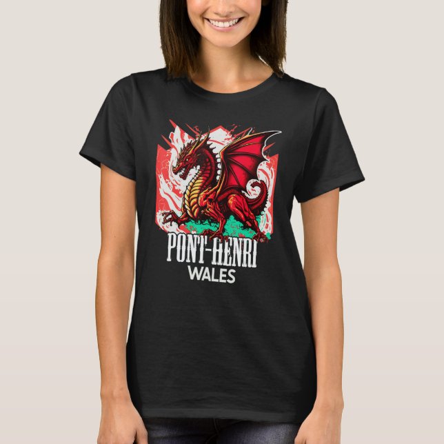 Pont henri Wales Welsh Flag Y Ddraig Goch Dragon T Shirt (Framsida)