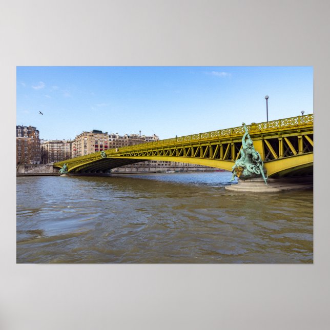Pont Mirabeau över Seine-Paris Frankrike. Poster (Framsidan)