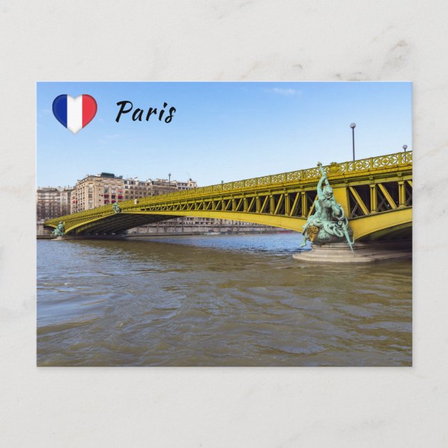 Pont Mirabeau över Seine - Paris Vykort (Framsida)