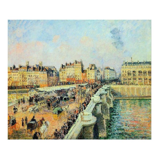 Pont Neuf, eftermiddag, Sunlight Camille Pissarro Fototryck (Framsidan)