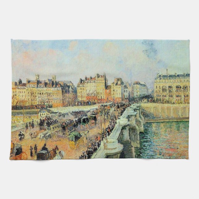 Pont Neuf, eftermiddag, Sunlight Camille Pissarro Kökshandduk (Horisontell)