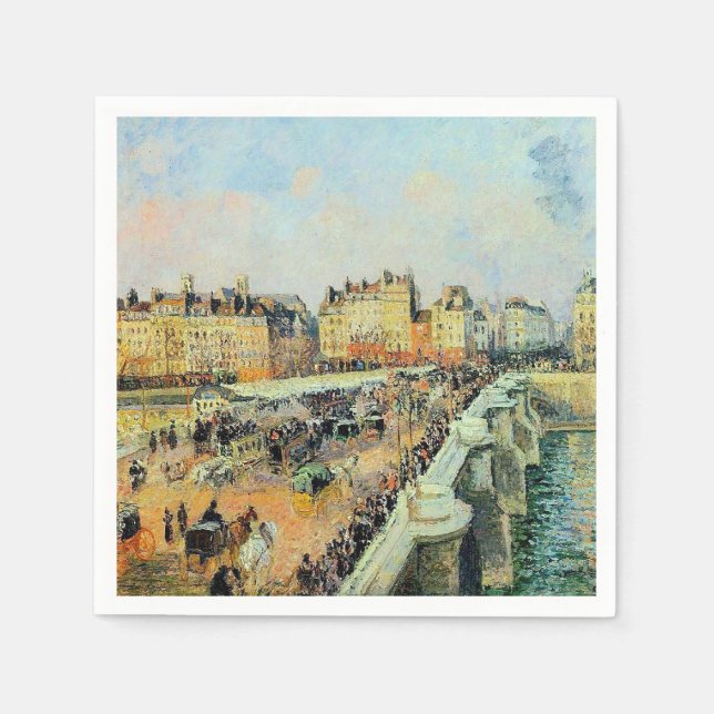 Pont Neuf, eftermiddag, Sunlight Camille Pissarro Pappersservett (Framsidan)