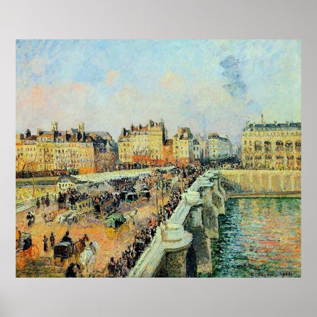 Pont Neuf, eftermiddag, Sunlight Camille Pissarro Poster (Framsidan)