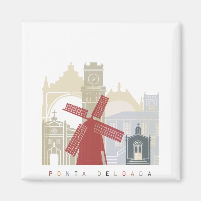 Ponta Delgada skyline poster Magnet (Framsidan)
