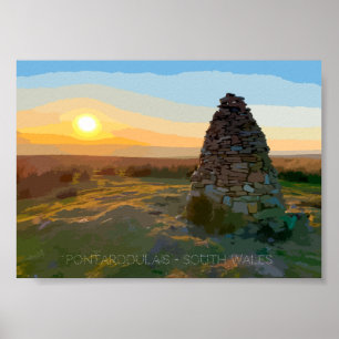 Pontarddulais Mounview liggande vektorkonst Poster