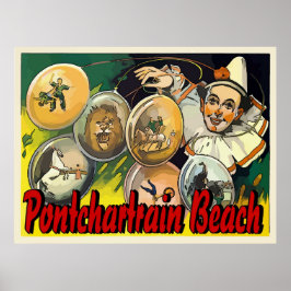 Pontchardriver Beach Clown Acts Vintage Sign Poster