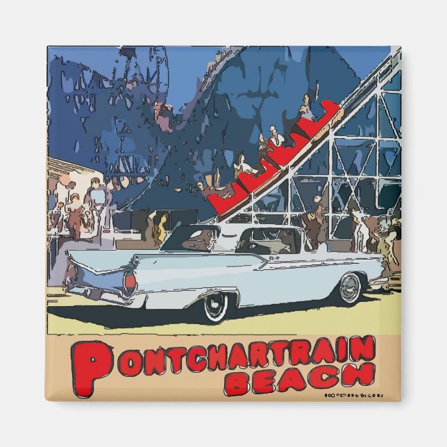 Pontchartåg Beach Zephyr-Vintage Magnet (Framsidan)