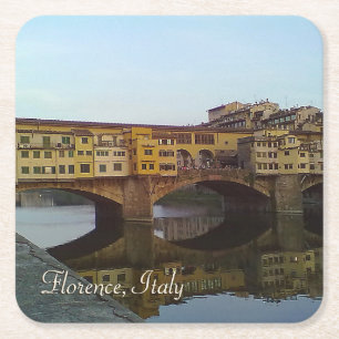 Ponte gammala Vecchio överbryggar den Florence Underlägg Papper Kvadrat