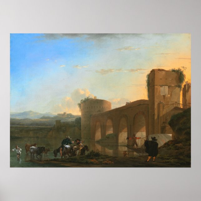 Ponte Molle, Sunset - Jan Asselijn Fine Art Poster (Framsidan)
