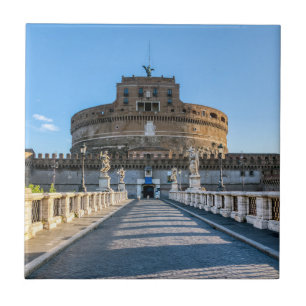 Ponte och Castle Sant'Angelo - Rom, Italien Kakelplatta