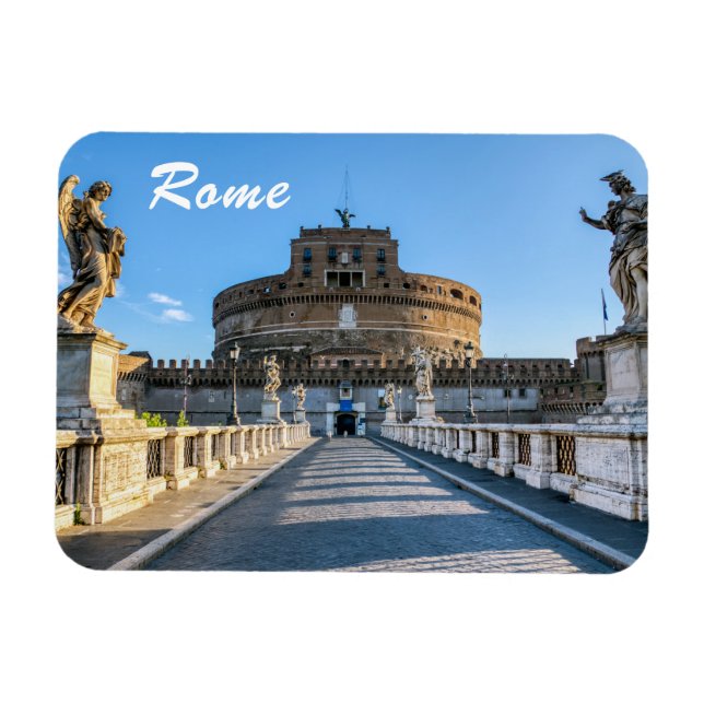 Ponte och Castle Sant'Angelo - Rom, Italien Magnet (Horisontell)