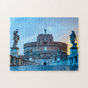 Ponte och Castle Sant'Angelo - Rom, Italien Pussel