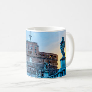 Ponte Sant'Angelo vid gryningen - Rom Italien Kaffemugg