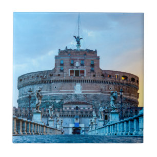 Ponte Sant'Angelo vid gryningen - Rom Italien Kakelplatta