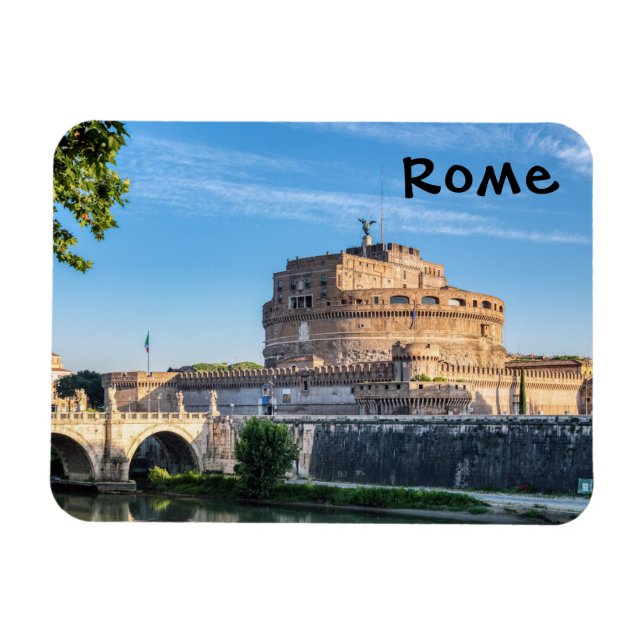 Ponte Sant'Angelo vid gryningen - Rom, Italien Magnet (Horisontell)