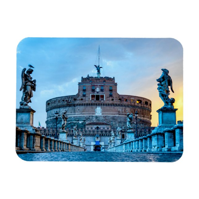 Ponte Sant'Angelo vid gryningen - Rom Italien Magnet (Horisontell)