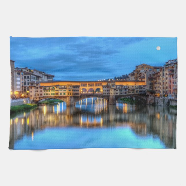 Ponte vecchio bridge i Florens, Italien Kökshandduk (Horisontell)