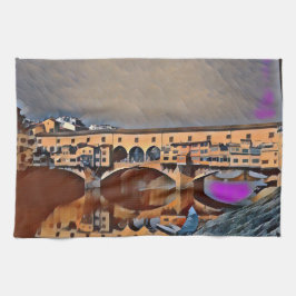 Ponte Vecchio-kortet Poster akrylutskrift Kökshandduk