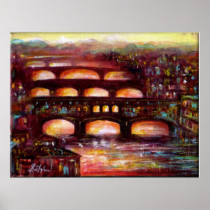 Ponte Vecchio och andra broar i Florens Poster