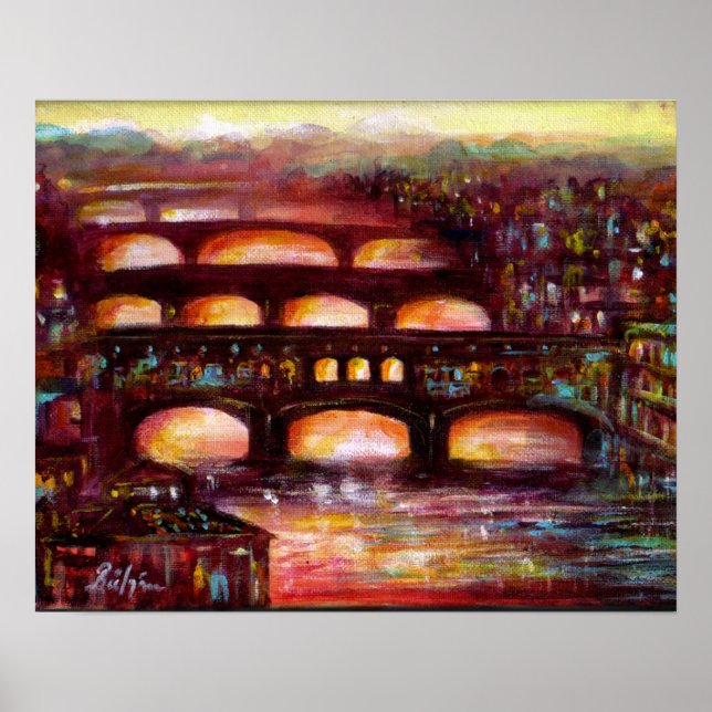 Ponte Vecchio och andra broar i Florens Poster (Framsidan)