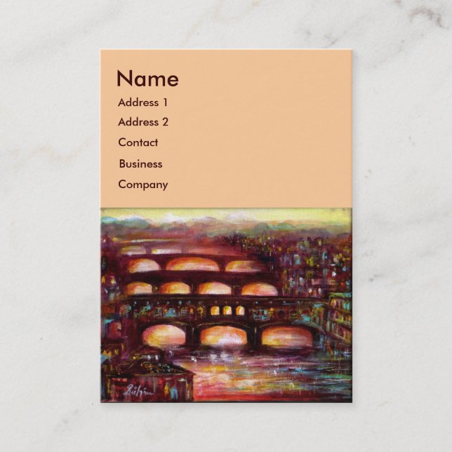 Ponte Vecchio och andra broar i Florens,Rosa Visitkort (Framsida)