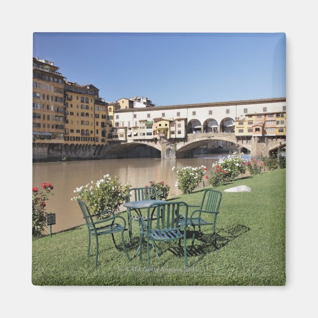 Ponte Vecchio och bord längs Arno Rive Magnet (Framsidan)
