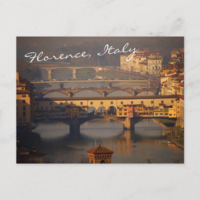 Ponte Vecchio och Bridges of Florence, Italien Vykort (Framsida)