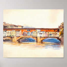 Ponte Vecchio Painting, Vintage City Ligcape Poster
