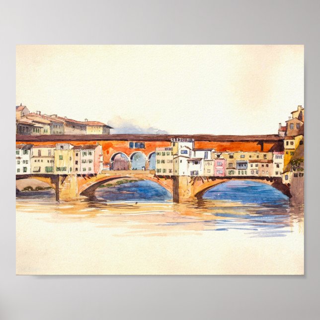 Ponte Vecchio Painting, Vintage City Ligcape Poster (Framsidan)