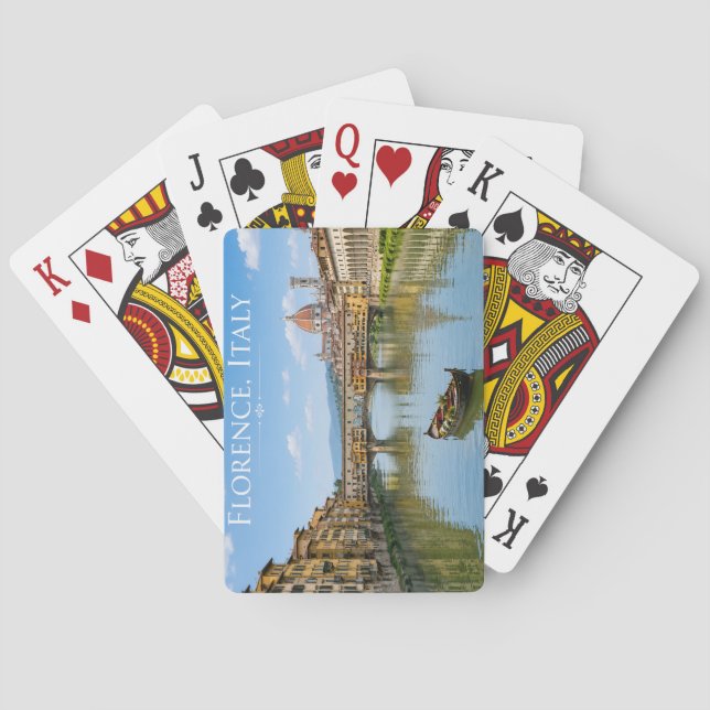 Ponte Vecchio Romantisk Stadsmiljö Konstverk Casinokort (Baksidan)