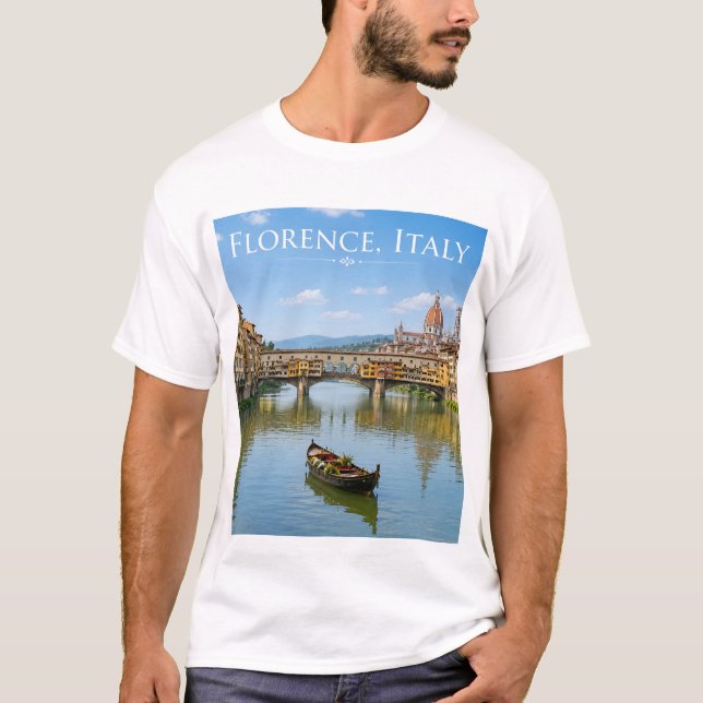 Ponte Vecchio Romantisk Stadsmiljö Konstverk T Shirt (Framsida)