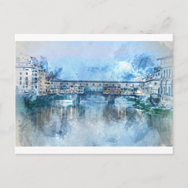 Ponte Vecchio vid floden Arno i Florens, Italien Vykort (Framsida)