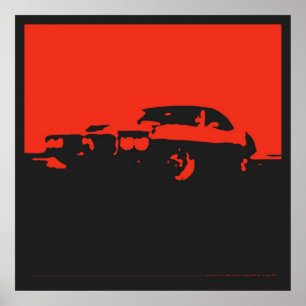 Pontiac Firebird 1969 - som är röd på den svart Poster