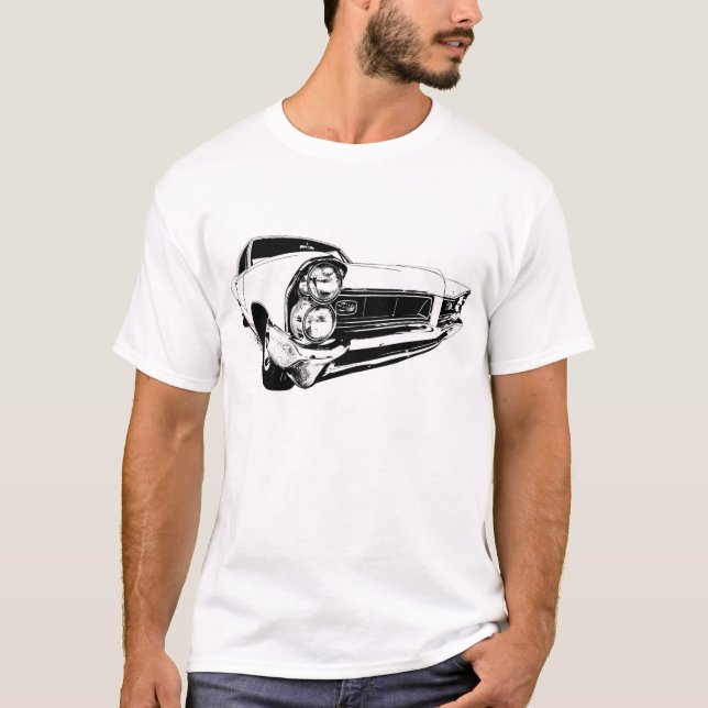 Pontiac grand prix 1965 i vit t shirt (Framsida)