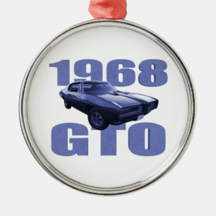 Pontiac GTO blått 1968 Julgransprydnad Metall