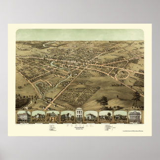Pontiac, MI Panoramic Karta - 1867 Poster