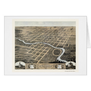 Pontiac panorama- karta för IL - 1869 Hälsningskort