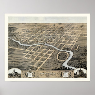 Pontiac panorama- karta för IL - 1869 Poster