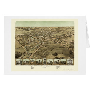 Pontiac panorama- karta för MI - 1867 Hälsningskort