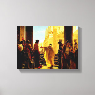Pontius Pilate som framlägger en scourged Jesus Canvastryck
