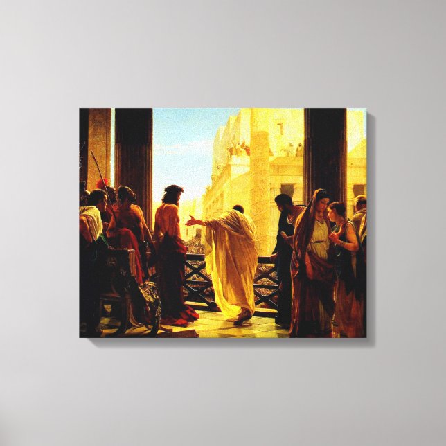 Pontius Pilatus presenterar en fördärvad Jesus Canvastryck (Framsida)