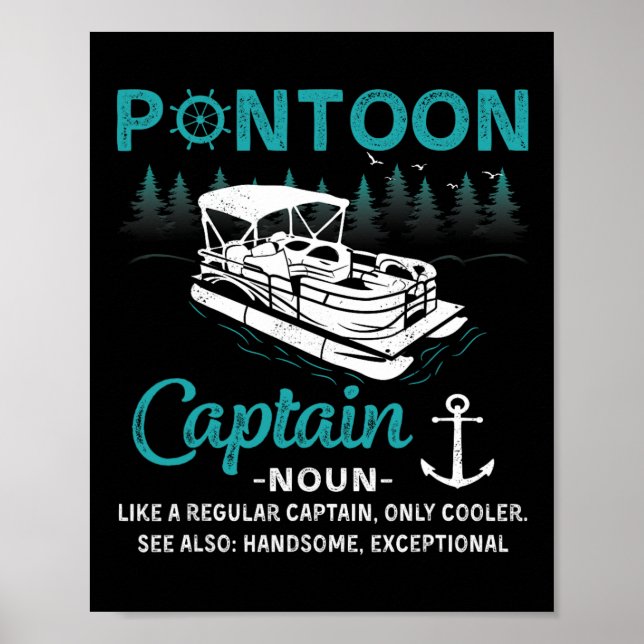 Pontonkapten Definition Rolig Pontonbåt Båt Poster (Framsidan)