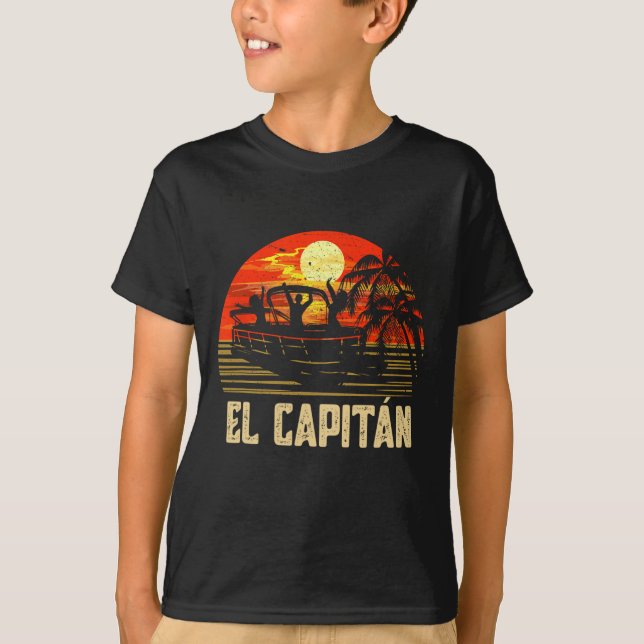 Pontoon Boat Captain Lake Boating El Capitan  T Shirt (Framsida)