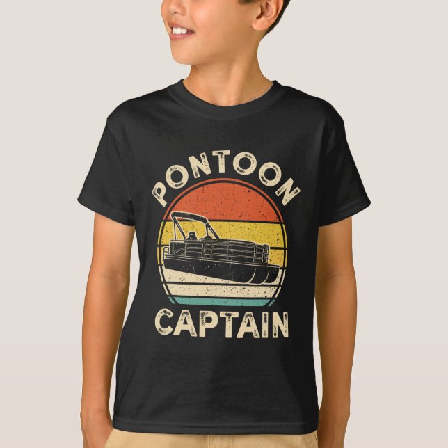 Pontoon Boat Captain Vintage Boating Retro  T Shirt (Framsida)