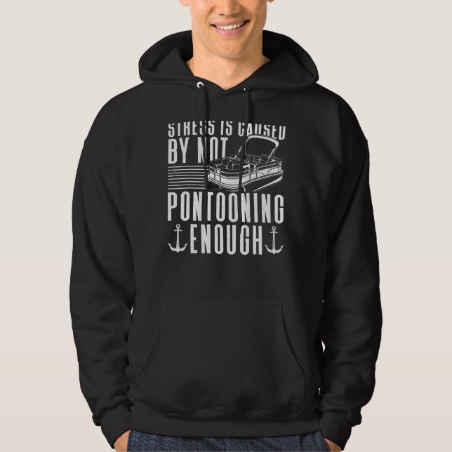Pontoon Boat Kapten Boating 1 Hoodie (Framsida)