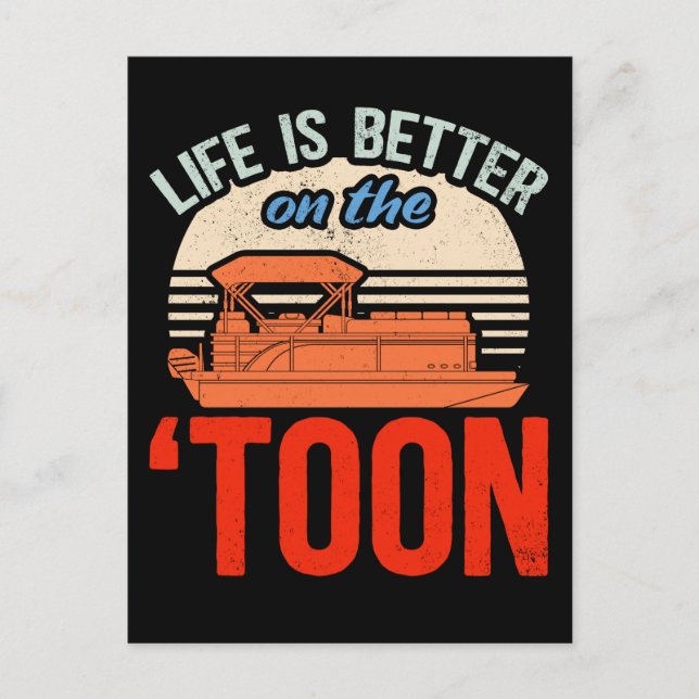 Pontoon Boat Kapten Boating Vykort (Framsida)