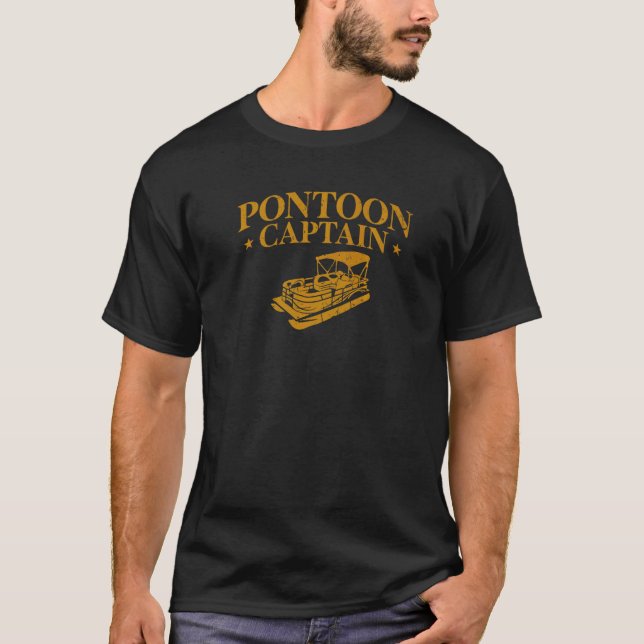 Pontoon Boat kapten Sjö Pontoon Kapten T Shirt (Framsida)