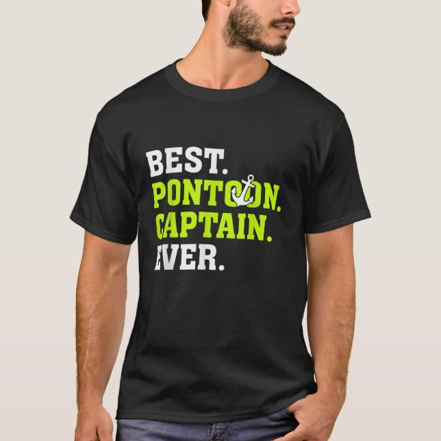 Pontoon Boat Party Funny Best Pontoon Kapten T Shirt (Framsida)