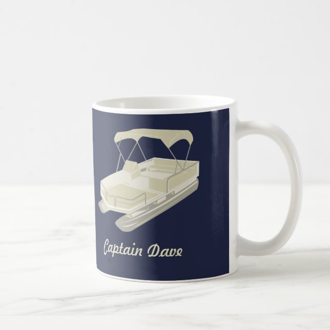 Pontoon Boat Personlig Coffee Mugg Navy Blue (Höger)